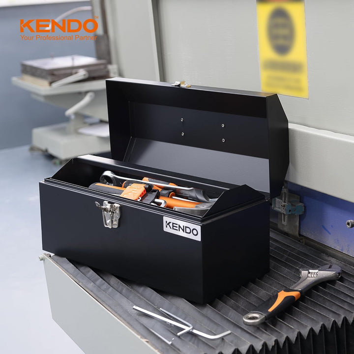 KENDO Werkzeugkasten leer - Masse: L41 x B18 x H19,5 cm - Werkzeugkiste Metall - Freitragende Werkze