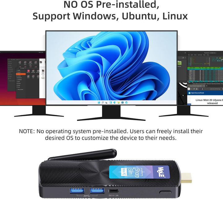 MeLE PCG02 – Mini-PC, ultrakompakt, ohne Lüfter, N100 8 GB, 128 GB, keine Knochen im Inneren, HDMI 4