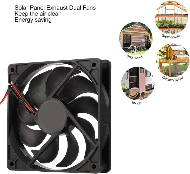 Oumefar Solarbetriebener Ventilator, Solarpanel-betriebener Doppelventilator aus Silikon-Kunststoff,