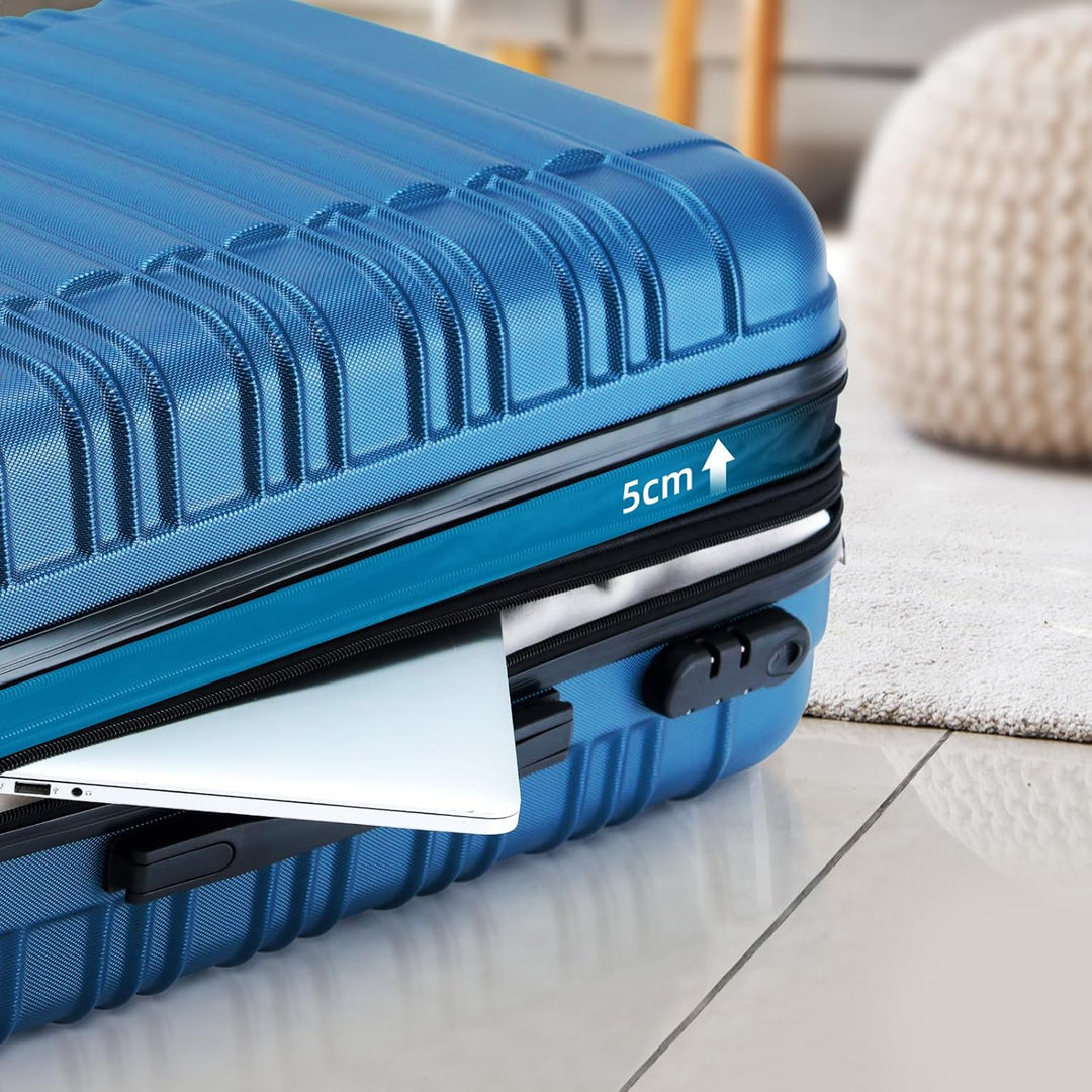 BEIBYE 2088 Zwillingsrollen Reisekoffer Koffer Trolleys Hartschale M-L-XL-Set in 13 Farben (Blau, L)