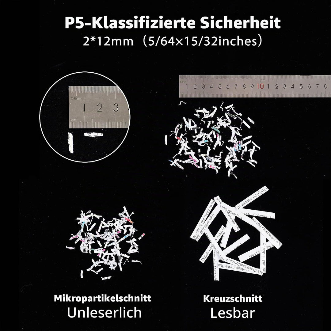Aktenvernichter Papierschredder Paper Shredder: 400-Blatt Auto-Feed P5 Mikroschnitt Partikelschnitt
