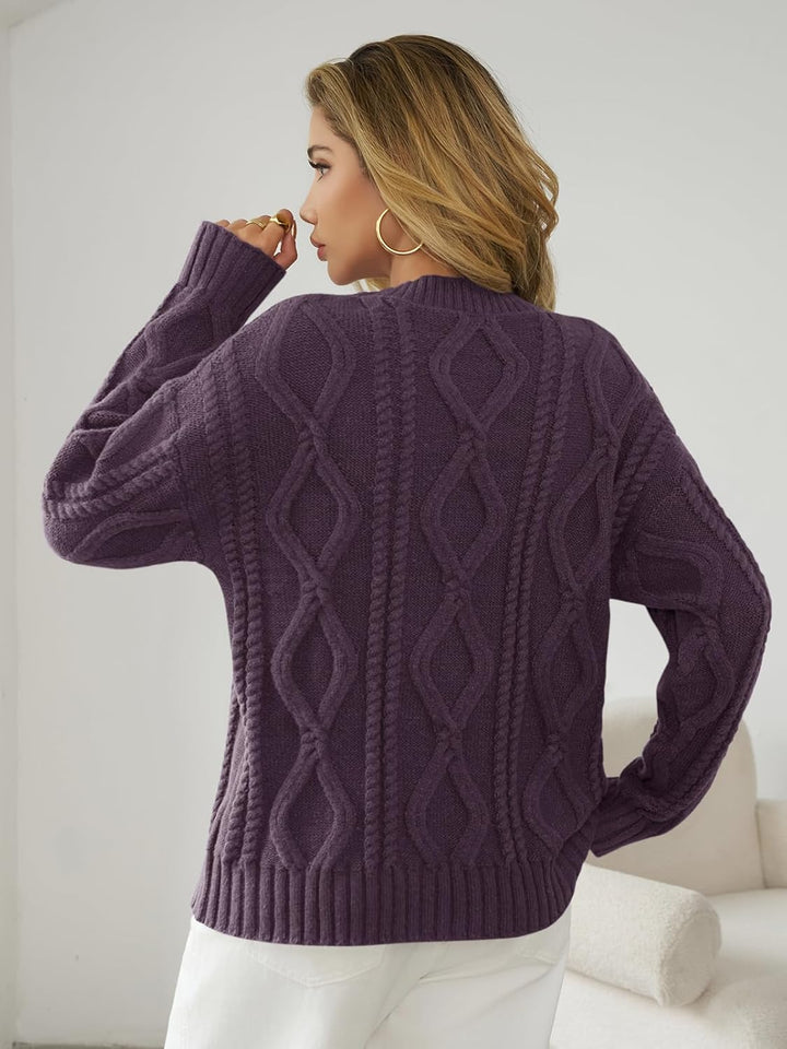 Saodimallsu Damen Pullover Rollkragen Oversized Fledermaus Langarm Sweatshirt Lose Grobstrick Casual