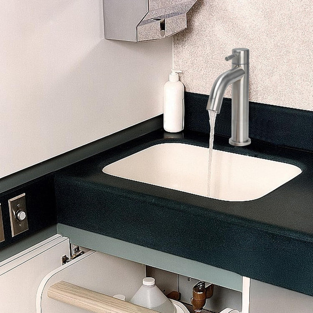 Waschtischarmatur Edelstahl Kaltwasserhahn Gäste WC mit Schlauch, Kaltwasser Armatur, Wasserhahn Bad