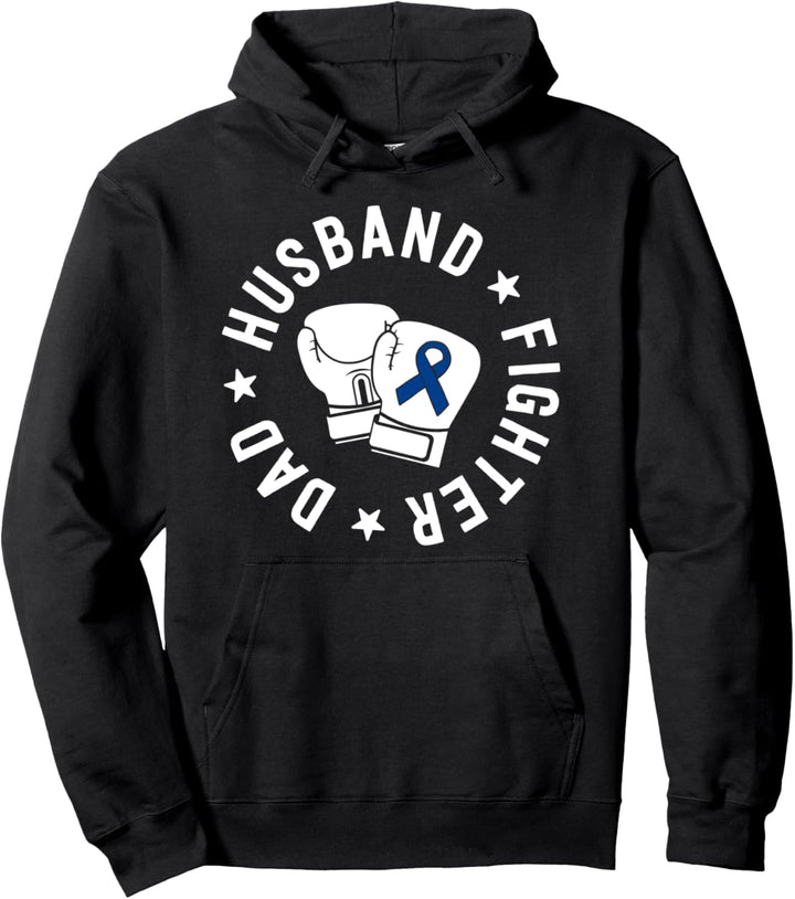 Husband Of A Warrior Blue Family Colon Cancer Awareness Pullover Hoodie