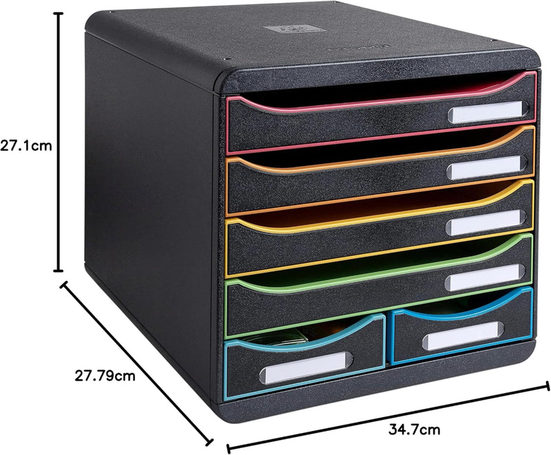 Exacompta 312914D Ablagebox Harlekin aus Recycling-Kunststoff mit 4 Schubladen für DIN A+ und 2 Schu