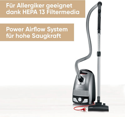 SEVERIN Bodenstaubsauger mit Beutel S'POWER, leistungsstarker Staubsauger mit praktischem Zubehör, l