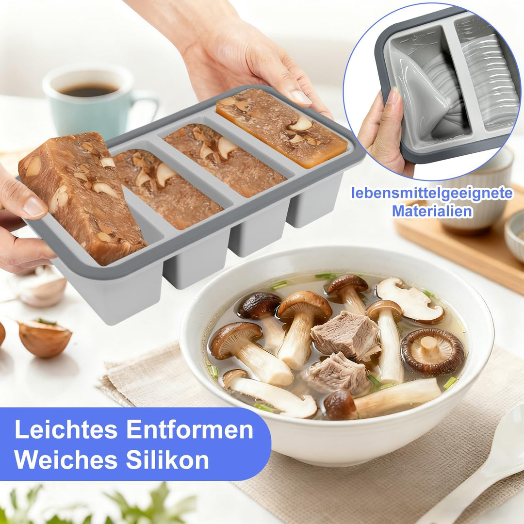 Gefrierbehälter Suppen Einfrieren Behälter Grosse Eiswürfelform 2Stk Silikon Eiswürfelform Mit Decke