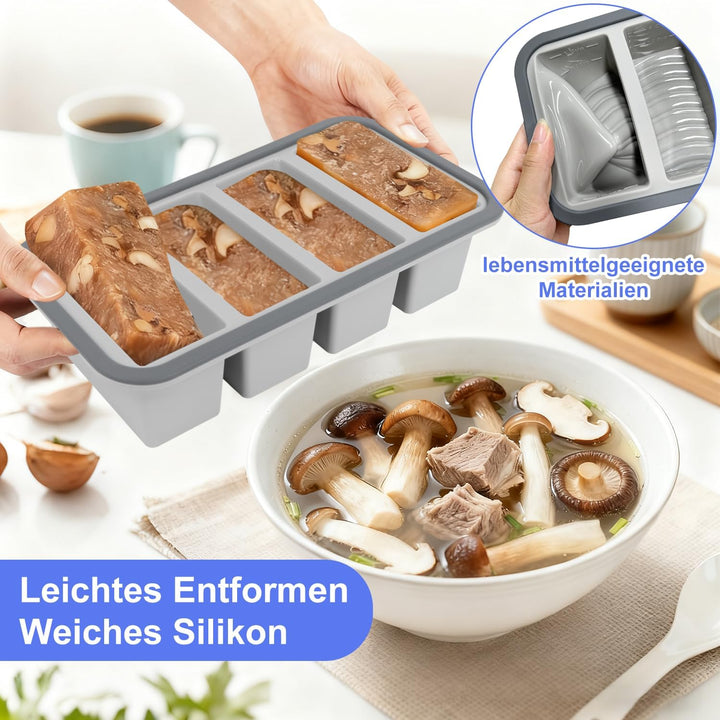 Gefrierbehälter Suppen Einfrieren Behälter Grosse Eiswürfelform 2Stk Silikon Eiswürfelform Mit Decke