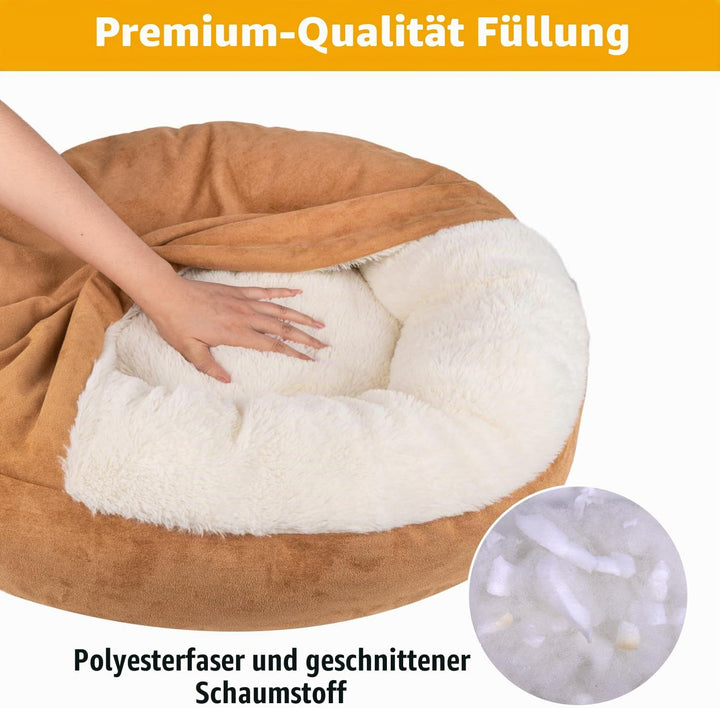 MICOOYO Beruhigendes Hundebett -Gemütliches Donut Hundedeckenbett für Hund, klemmendes Haustier Höhl
