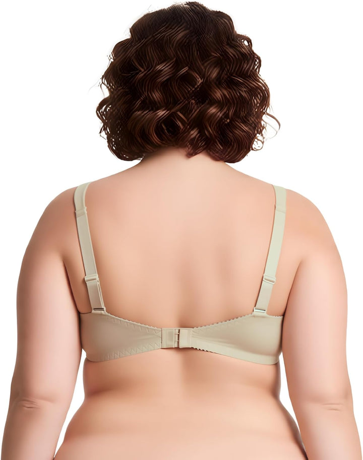Curve Muse Damen Übergrösse Minimizer Kabellos Ungefütterter BH mit Stickspitze-2er Pack 75D Nude,bl