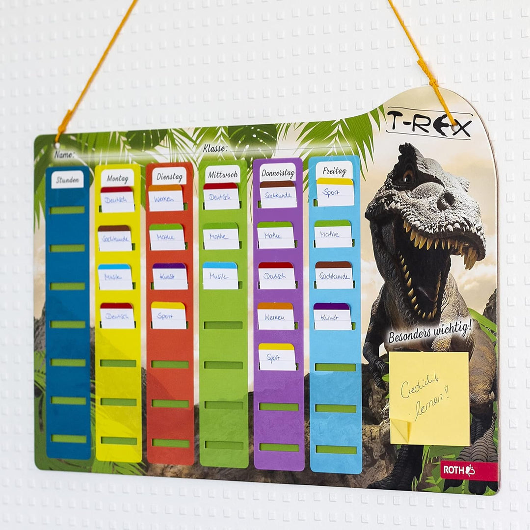 ROTH Klipp&Klar Stundenplan Steck Fix - Tyrannosaurus, A3 - ideal für Jungen in der Grundschule, Din