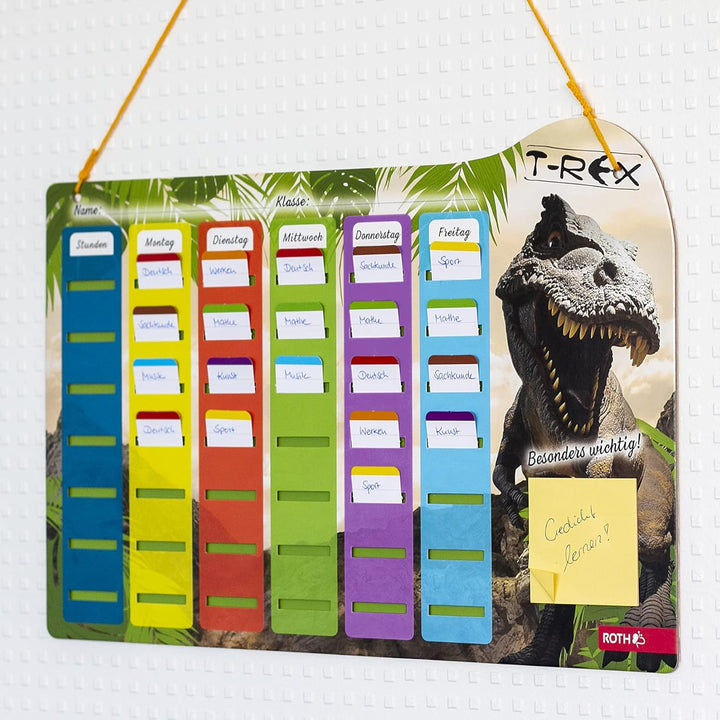 ROTH Klipp&Klar Stundenplan Steck Fix - Tyrannosaurus, A3 - ideal für Jungen in der Grundschule, Din