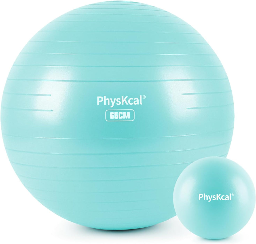PhysKcal Gymnastikball und 23 cm Pilatesball Set, Anti Burst Gymnastikball, Anti-Rutsch-Sitzball, Ba