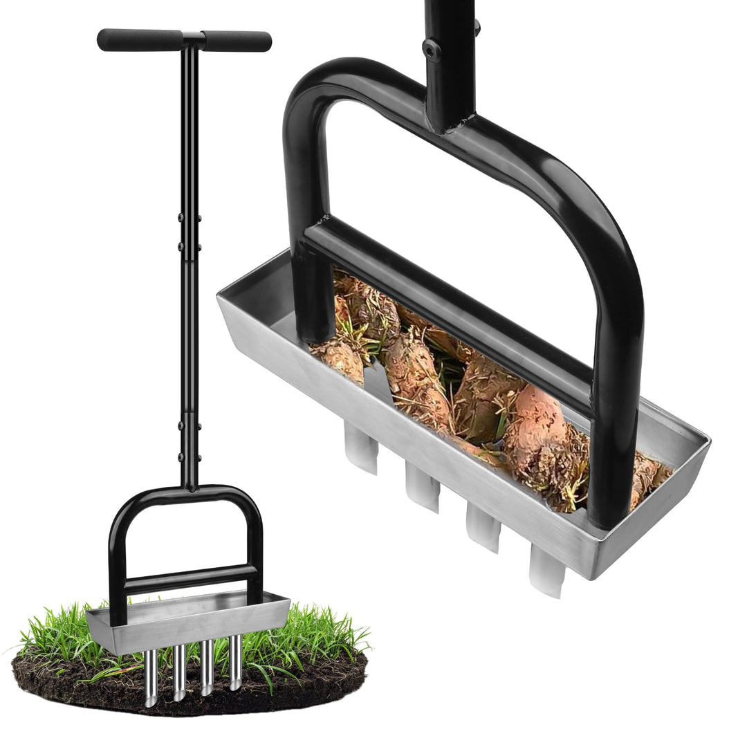 Aerifizierer für Rasen, Rasenspecht mit 4 Kern Hohlspoon &amp; Edelstahl Ablageschale Manueller Rasenlüf