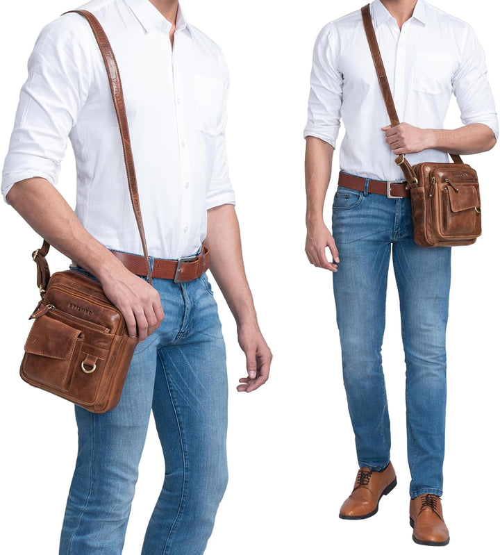 STILORD Ryan Crossbody Tasche Herren Leder Kleine Herrentasche zum Umhängen Vintage Ledertasche 9,7