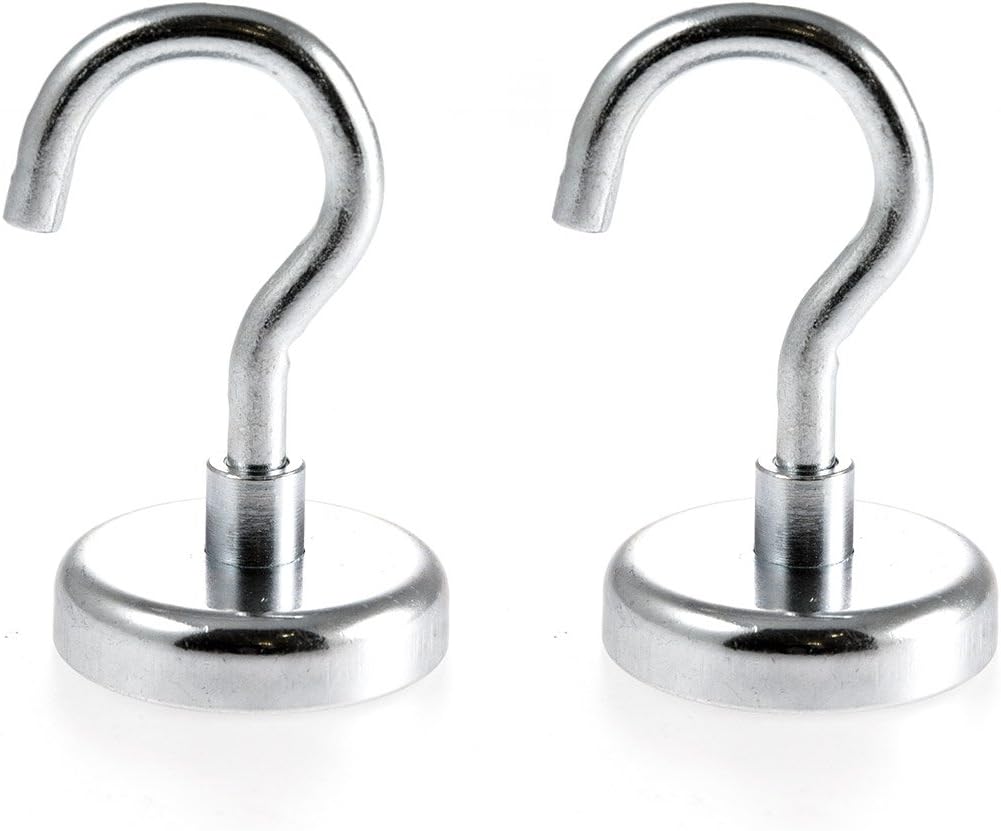 Magnetastico® | 2 Stück Neodym N35 Magnethaken 48 mm Ø | Haftkraft 81.0 Kilogramm | Wandhaken, Decke