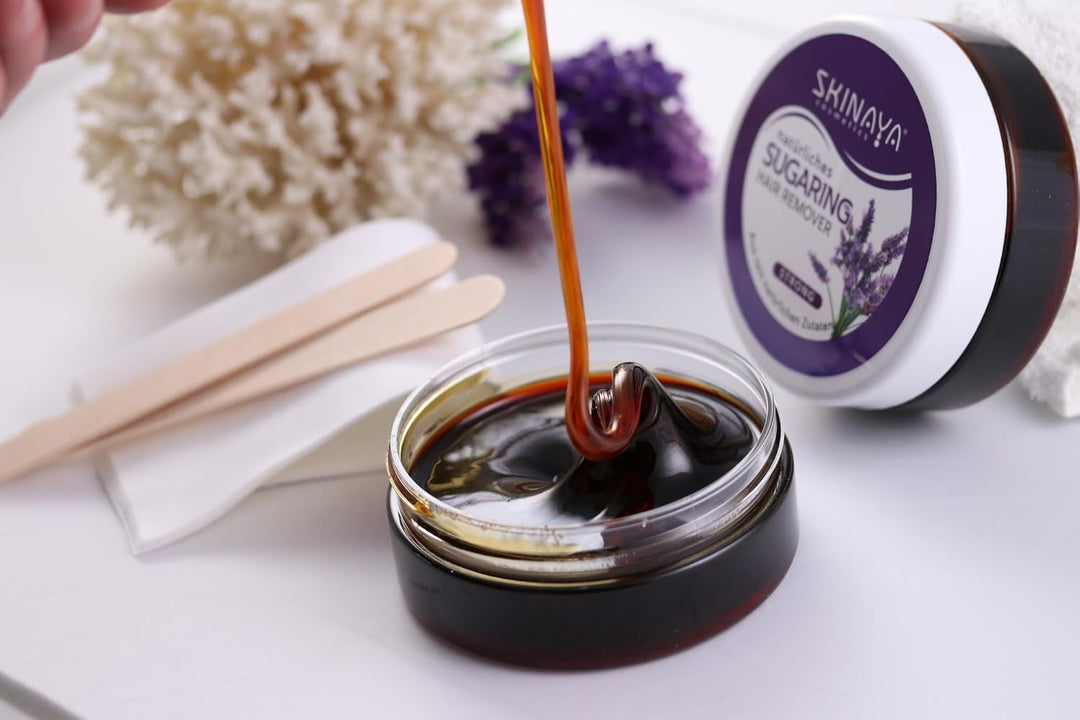 SKINAYA® PREMIUM ZUCKERPASTE SET ZUR HAARENTFERNUNG - 300 Gramm Sugaring Wachs Waxing Set (Lavendel)