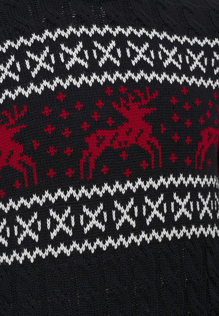 Red Bridge Herren Strickpullover Norweger Pullover Slim-Fit Plait Reindeer L Blau, L Blau