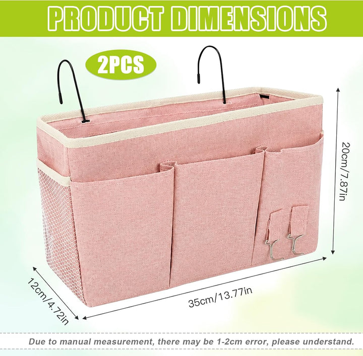 2er Set Bett Organizer zum Einhängen mit Bodenplatte – Hängeorganizer für Bett &amp; Hochbett, Hängeaufb