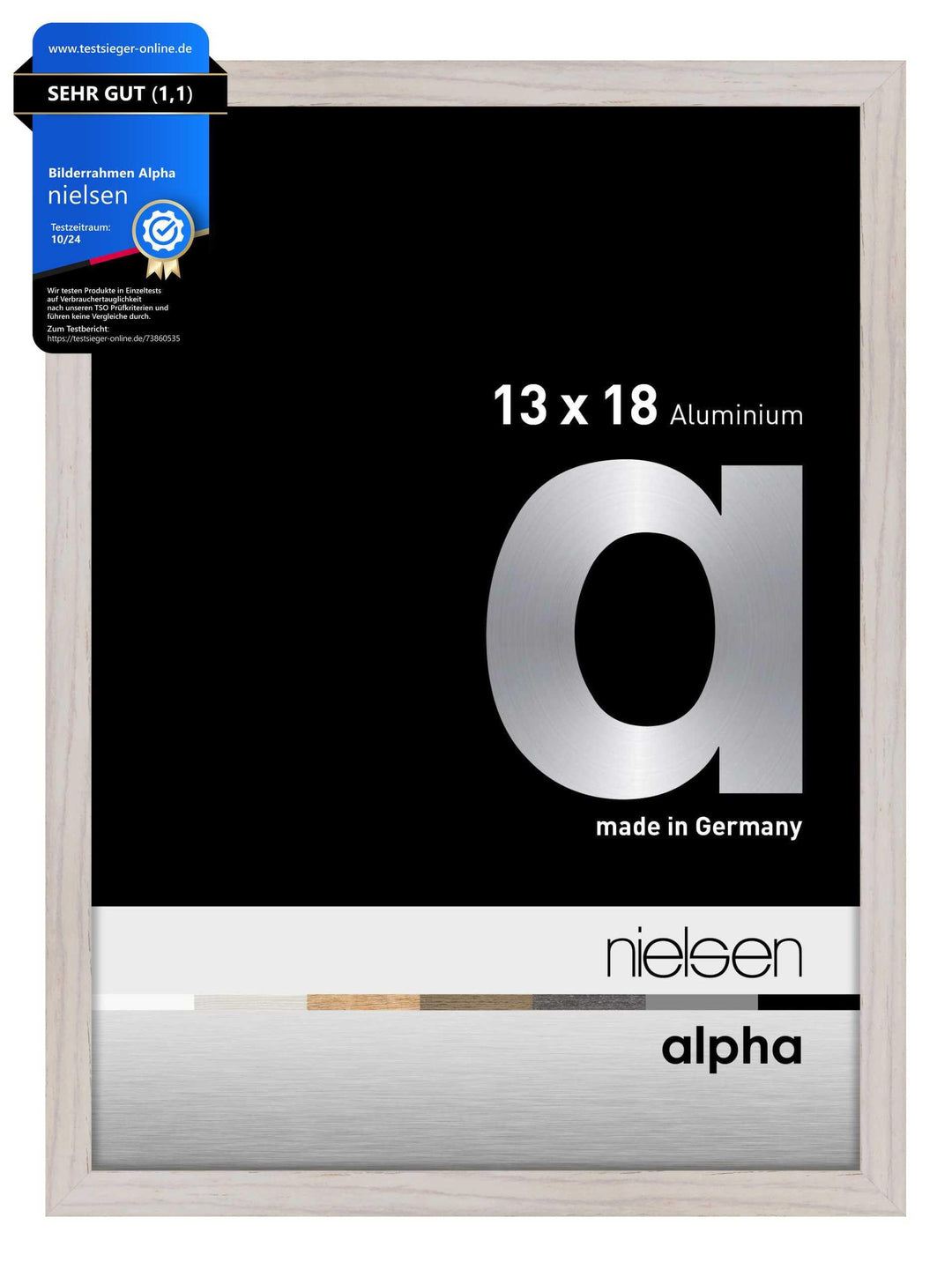nielsen Aluminium Bilderrahmen Alpha, 13x18 cm, Eiche Weiss Eiche Weiss 13 x 18 cm, Eiche Weiss 13 x
