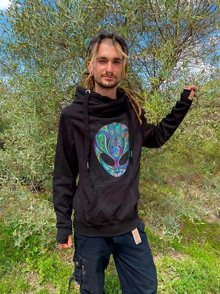 Psychedelic Alien Hoodie schwarz (XL), XL