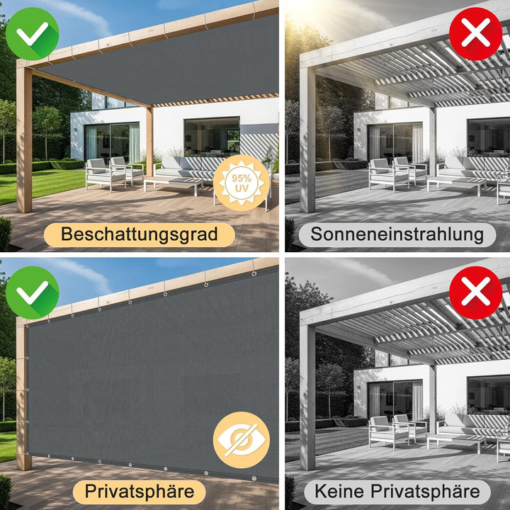 LOVE STORY Sonnenschutzt Sonnensegel,2.5x3m Rechteckig Schattennetz mit Ösen, Wasserdichter Polyeste