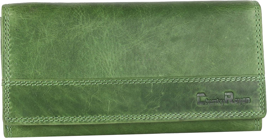 Echtleder Damen Geldbörse Hochwertig Vintage RFID Schutz inklusive Leder Schlüsselanhänger GB-4 Gree