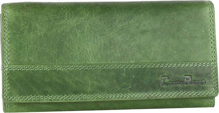 Echtleder Damen Geldbörse Hochwertig Vintage RFID Schutz inklusive Leder Schlüsselanhänger GB-4 Gree