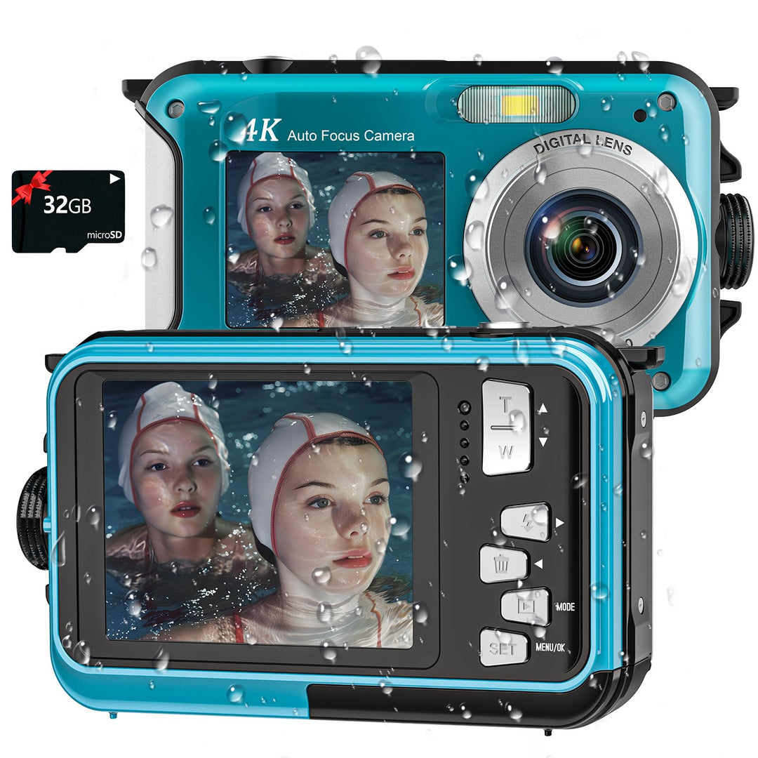 Unterwasserkamera, Yixinxin Digitalkamera wasserdichte UHD 4K 64MP Autofocus mit Einer 32GB Karte Se