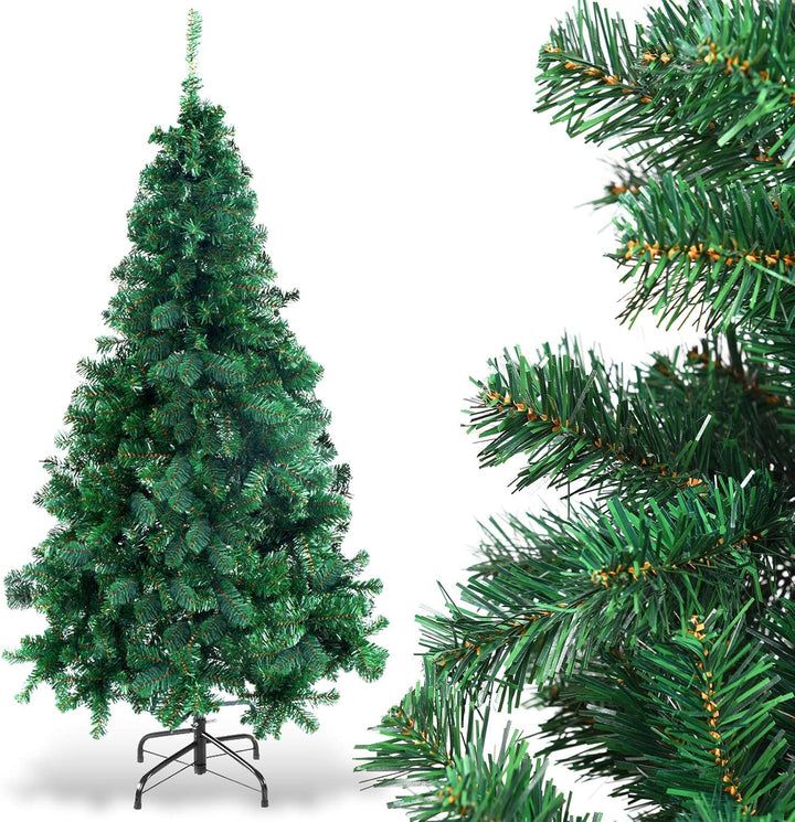 GOPLUS 150/180/210/240 cm Weihnachtsbaum weiss, PVC Künstlich Christbaum mit Metallständer, Weisser