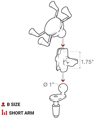 Ram Mounts UNPKD RAM STEM Mount Short ARM & RAM X-Grip, RAM-B-176-A-UN7U (ARM & RAM X-Grip)
