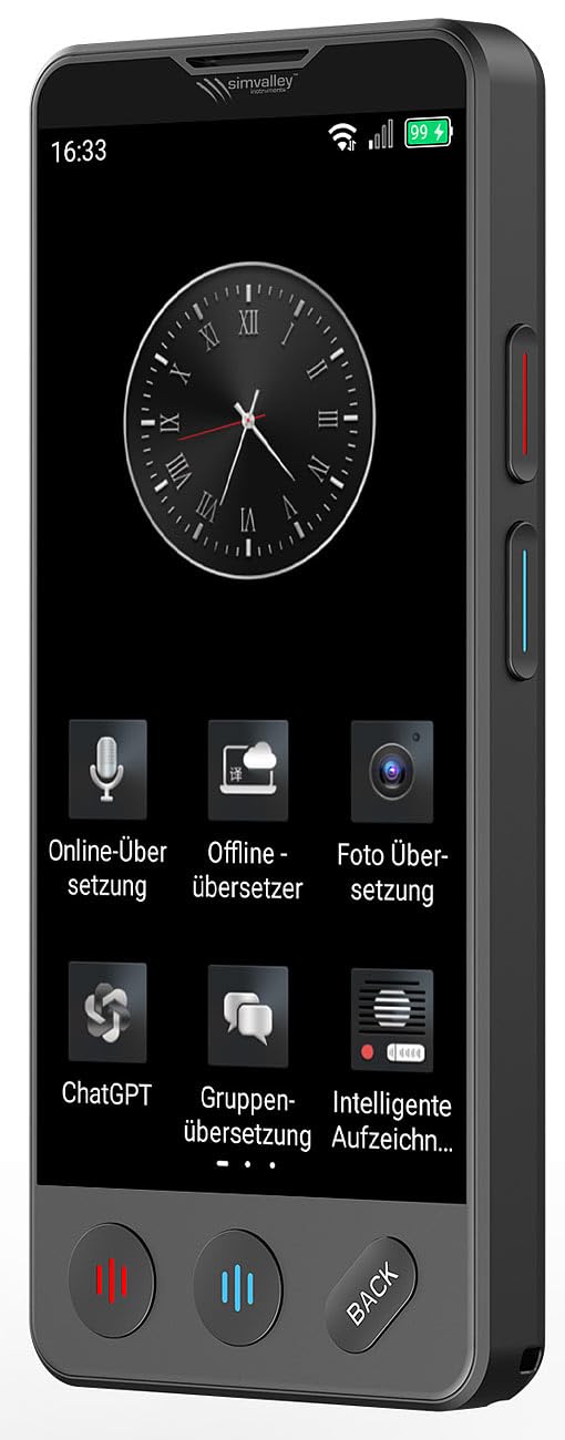 simvalley MOBILE Übersetzer: Mobiler KI-Echtzeit-Sprachübersetzer mit 4G/LTE, 139 Sprachen, ChatGPT