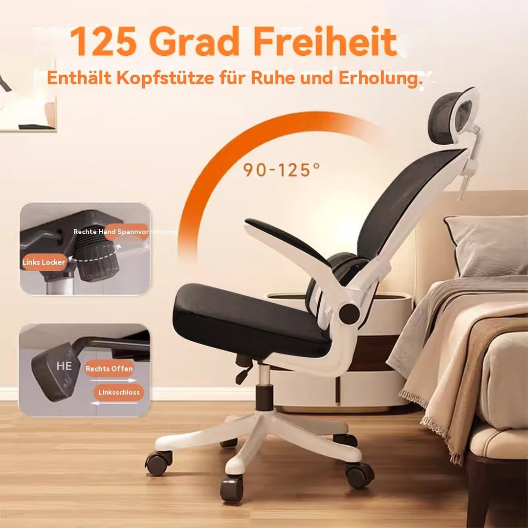 Ergonomischer Bürostuhl - Schwarz und weiss | Höhenverstellbarer Schreibtischstuhl mit Hochrücken,Me