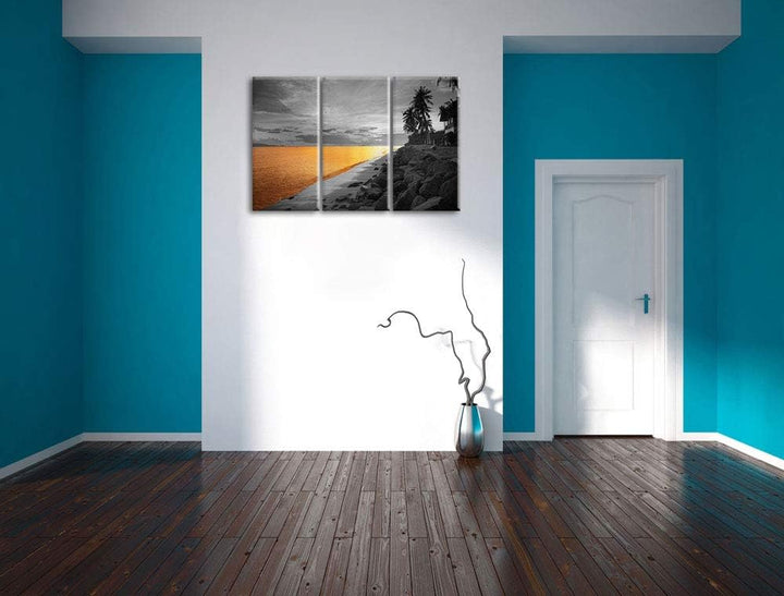 Pixxprint Entspanntes Urlaubsgebiet als Leinwandbild | Grösse: 3 Teilig (120x80) | Wandbild| Kunstdr