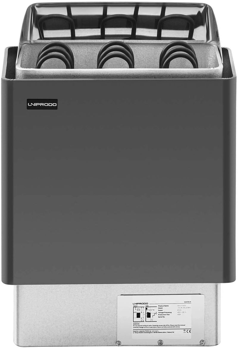 Uniprodo UNI_SAUNA_G4.5KW Saunaofen 4,5 kW 30 bis 110 °C Überhitzungsschutz Thermostat