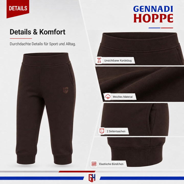Gennadi Hoppe Damen 3/4 Trainingshose Sporthose Kurze Hose Sport Fitness Jogginghose Shorts Barmuda