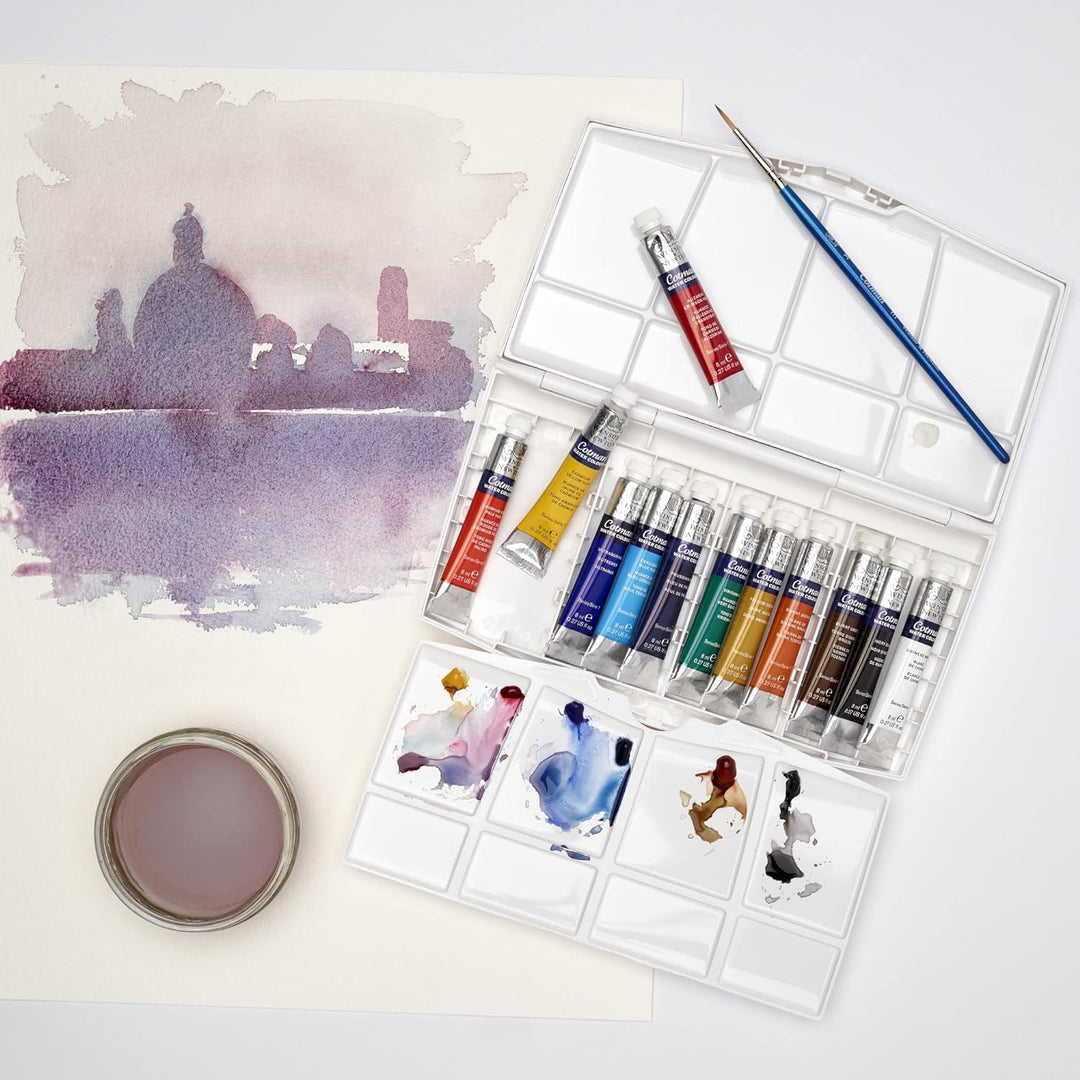 Winsor & Newton 0390377 Cotman Aquarellfarbe Painting Plus Set , 12 lebendige Wasserfarben aus hochw