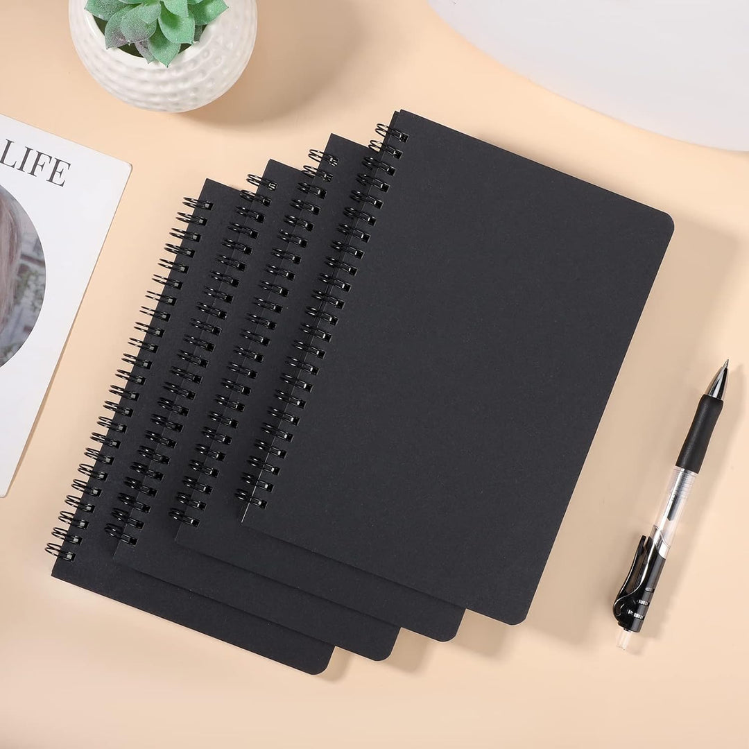 Spiral Notizbuch A5-4PCS Liniertes Notizblock 700GSM Hardcover, 100g/m² Liniert Spiralblock A5, Ring