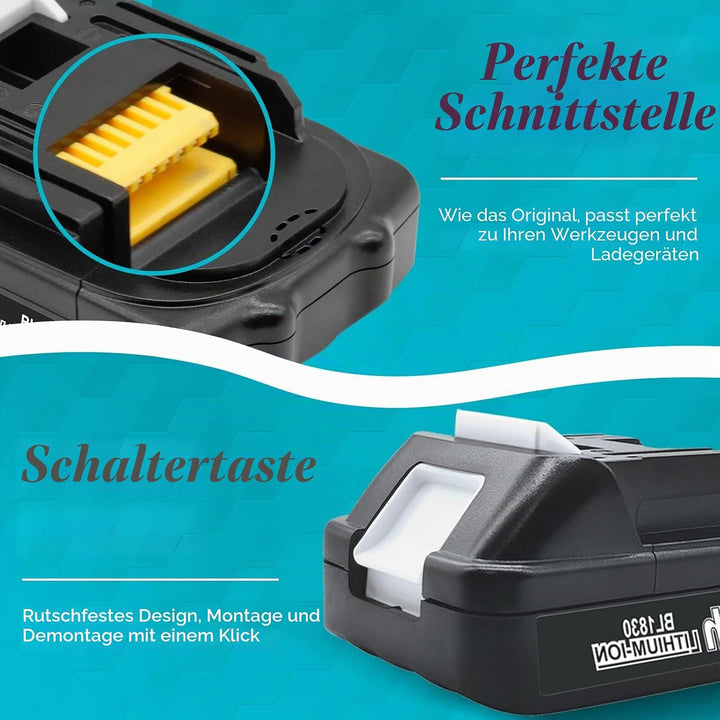Ladegerät mit 18v 5500mAh Akku für makita BL1830B BL1840 BL1850 BL1850B BL1860 BL1860B BL1815 LXT-40