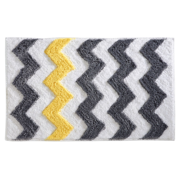 iDesign Chevron Duschvorleger, rutschfeste und schnelltrocknende Badmatte aus Microfaser-Polyester m