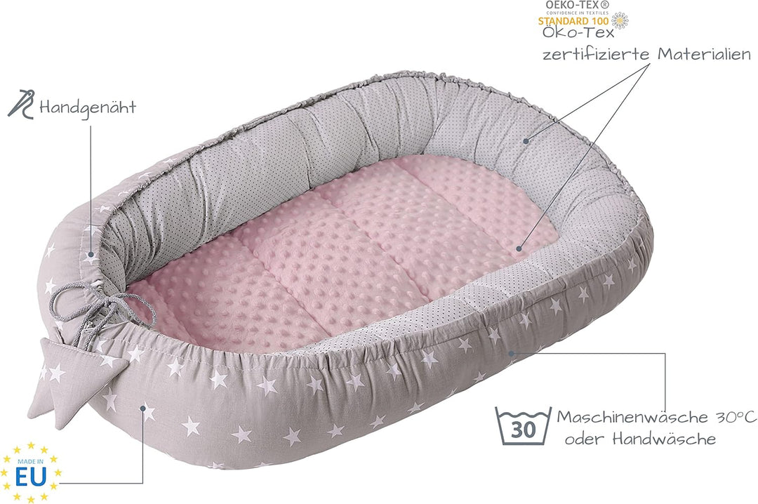 Medi Partners Babynest Kuschelnest Babynestchen 100% Baumwolle Nestchen Reisebett für Babys Säugling