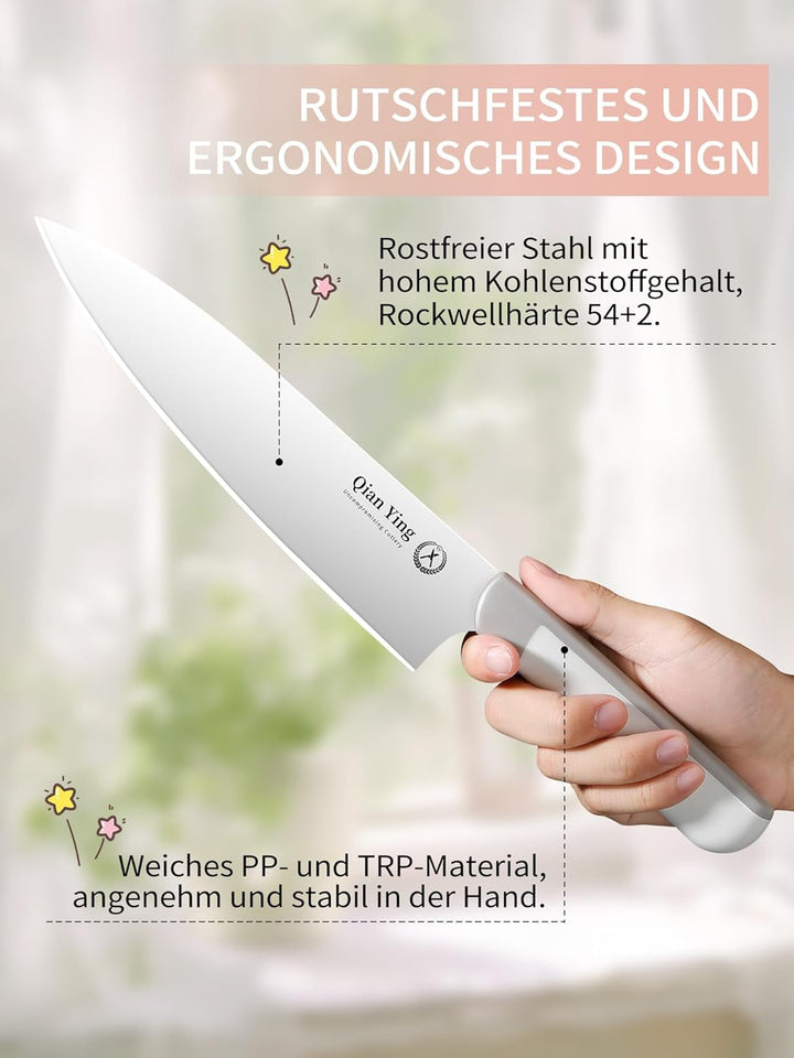 Messerset mit Block Weiss Küchenmesser Set: 14 Teilig Messer Set Fashion Messerblock mit Schärfer Ko