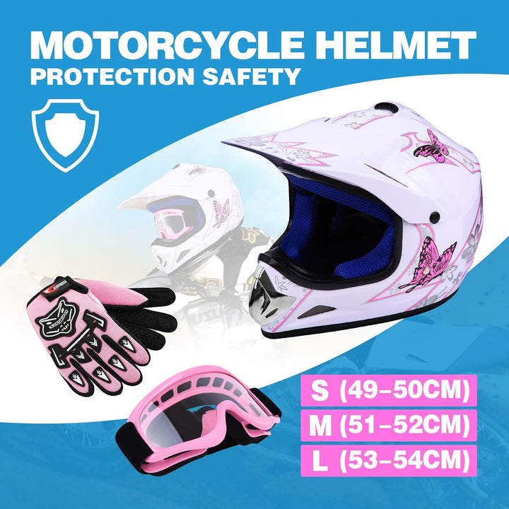 Samger DOT Jugend Kinder Off Road Helm Motocross Helm Dirt Bike ATV Motorradhelm Handschuhe+Brille L