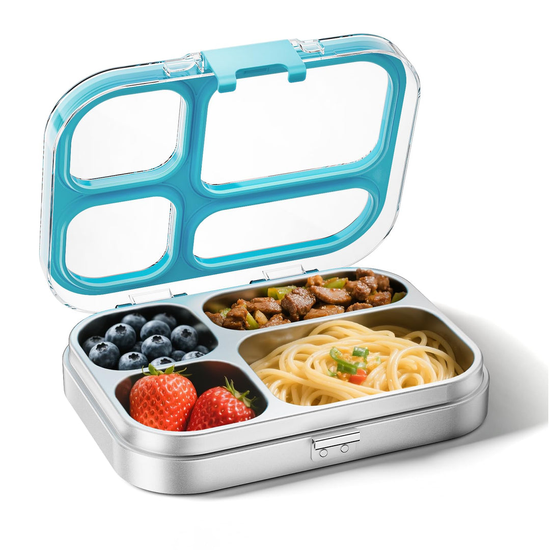 G.a HOMEFAVOR Edelstahl Brotdose Kinder 800ml Metall Bento Lunchbox mit 4 Fächern Auslaufsichere Bro