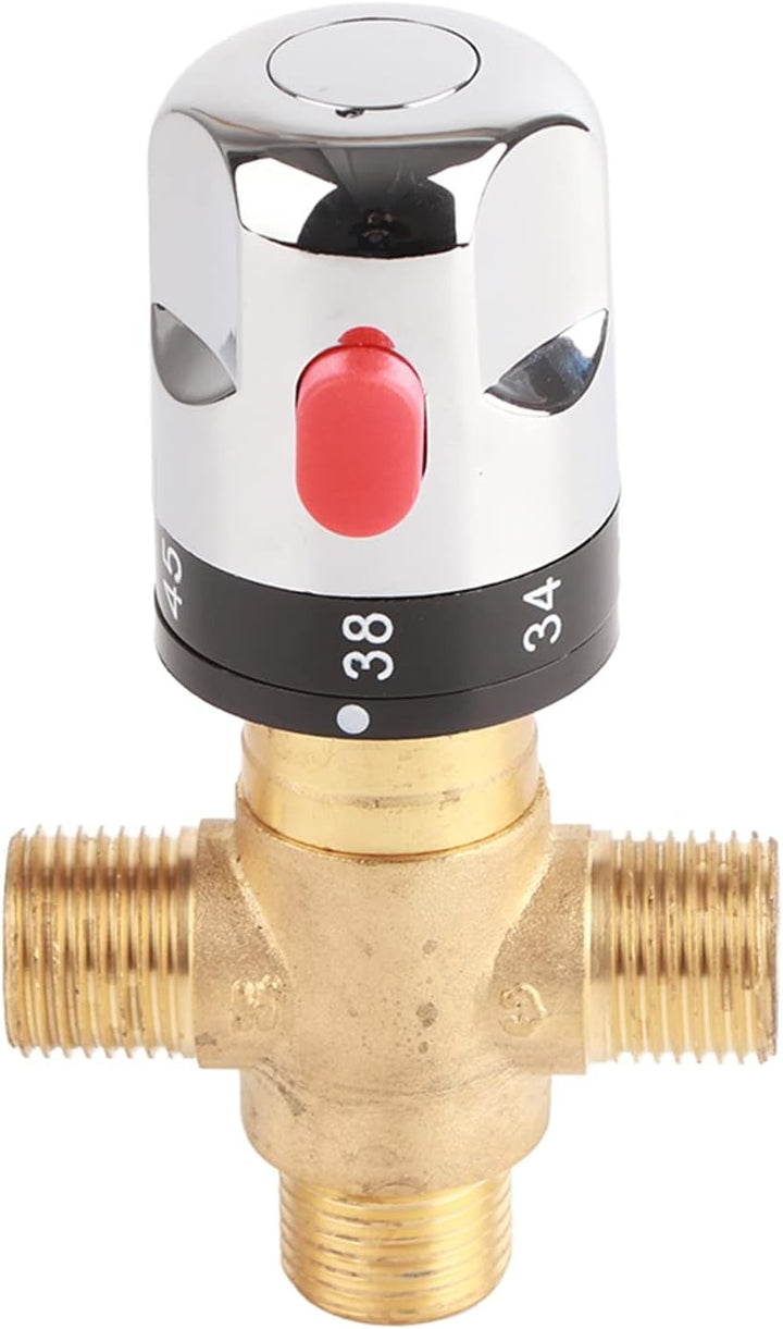 Duokon Messing Thermostat Mischventil Wassertemperatur Rohr Becken Thermostat Steuerung Badezimmer W