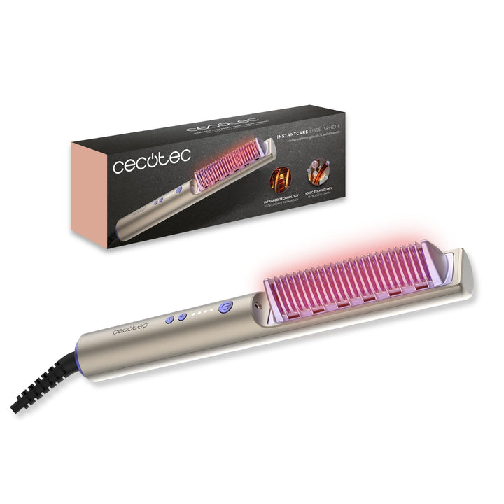 Cecotec Haarglätter Bürste InstantCare Lisse iSphere, Infrarot- und Ionen-Technologie, 3 Temperature
