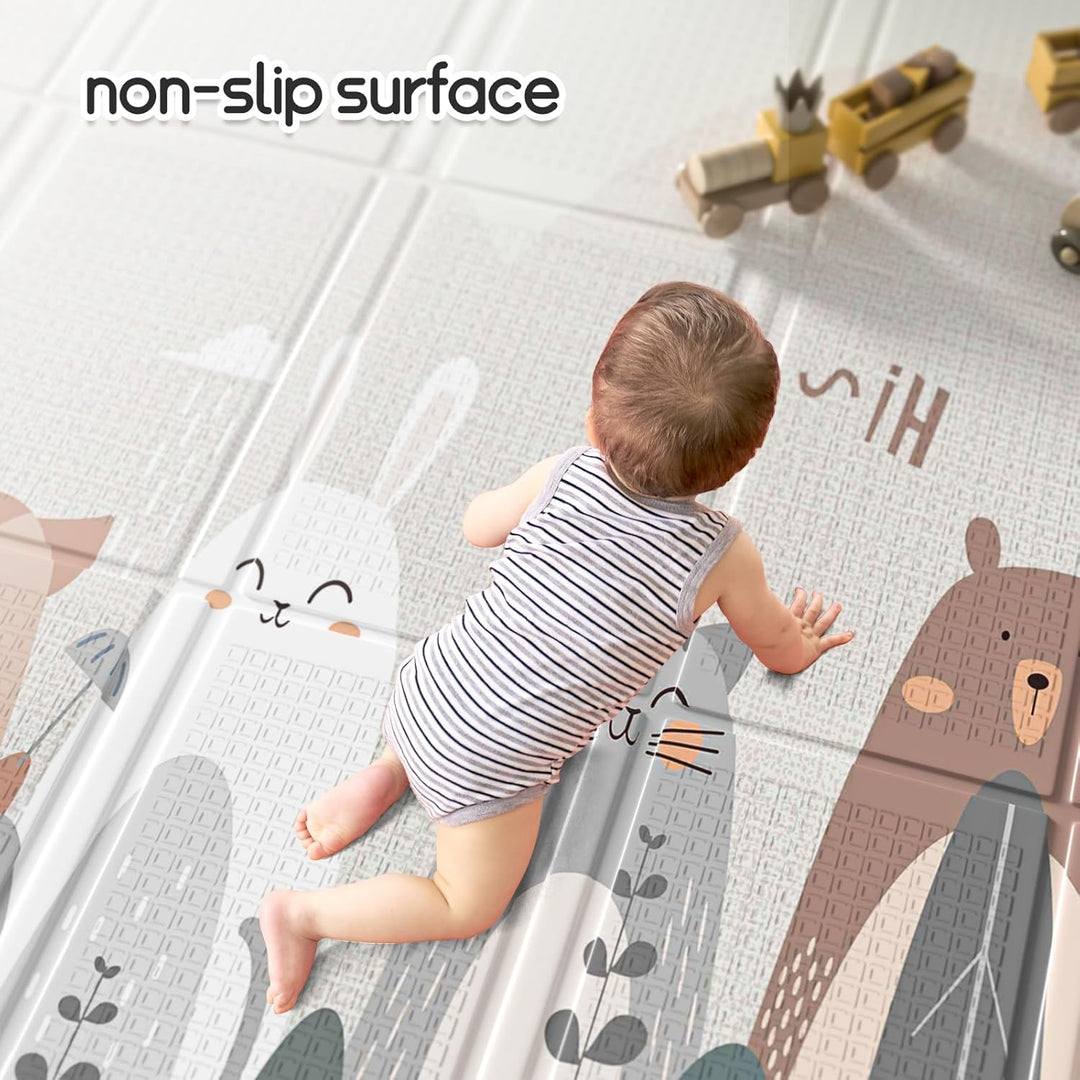 Spielmatte Schadstofffrei, Krabbelmatte Baby Faltbar, Faltbar mit Tragetasche, Krabbeldecke für Baby