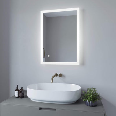 Badspiegel mit Beleuchtung Eckig 50x70 cm LED Badezimmerspiegel Lichtspiegel Wandspiegel für Gäste W