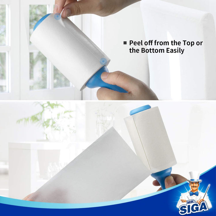 MR.SIGA Extra Sticky Lint Roller,Fusselrolle Fusselentferner Tierhaar-Fusselroller mit einfachen Auf