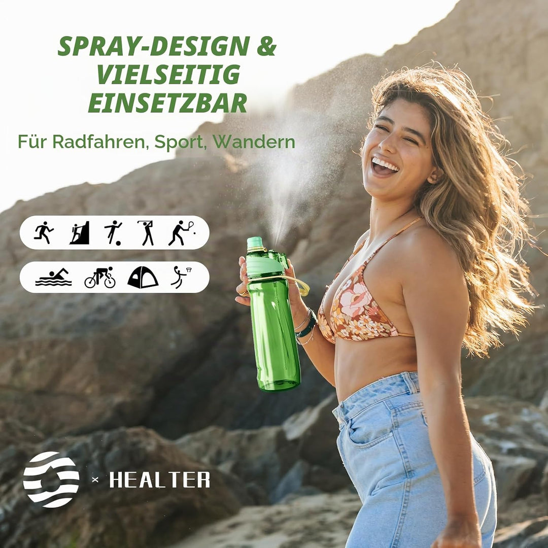 650ml Trinkflasche mit Sprühfunktion Nebel Sport Wasserflasche Auslaufsicherer Flasche für Jungen un